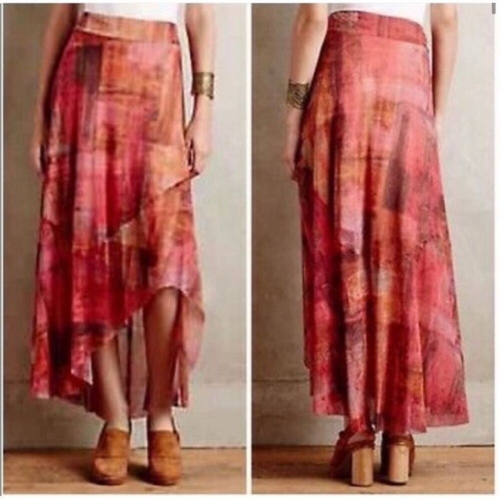 Anthropology. Elegant Red Patterned Women's Skirt